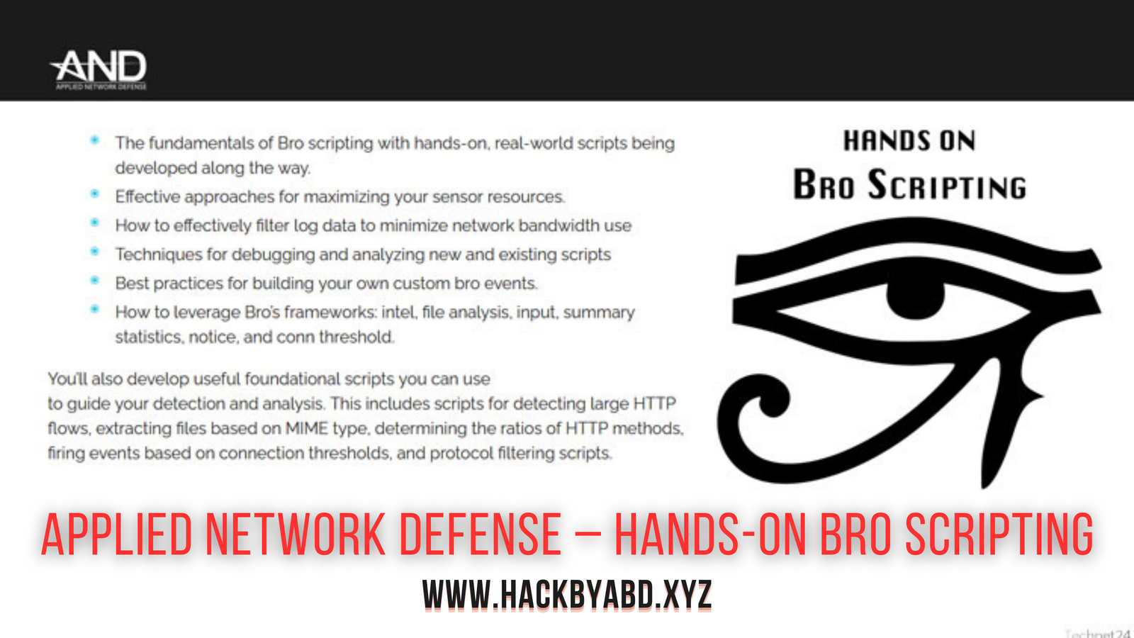 Applied Network Defense – Hands On Bro Scripting