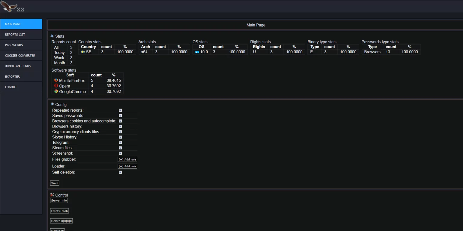 AZORULT 3.3 PANEL + BUILDER COOKIES / PASSWORD STEALER